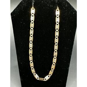 14K Tricolor  Gold Flat Link Style Necklace 19" 8.3 Gr